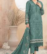 Green Embroidered cotton salwar suit