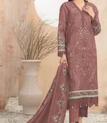 Coffee Embroidered cotton salwar suit