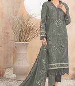 Dark grey Embroidered cotton salwar suit