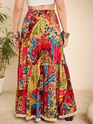 Abstract printed longline tiered skirt 3