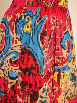 Abstract printed longline tiered skirt 4