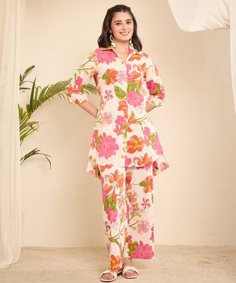 Cotton floral hi-low co-ord set 1