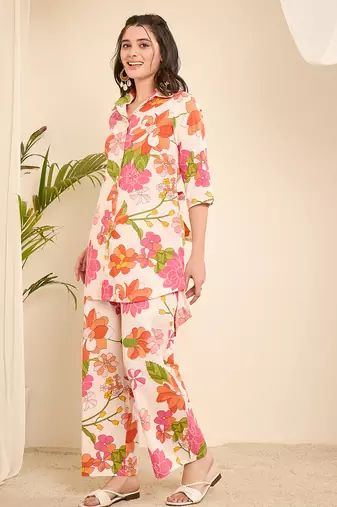 Cotton floral hi-low co-ord set