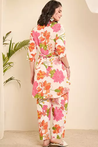 Cotton floral hi-low co-ord set