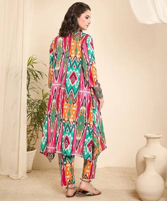 Ikat printed aysmmetric bottom co-ord set 3