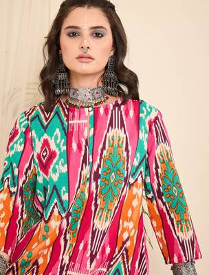 Ikat printed aysmmetric bottom co-ord set 4