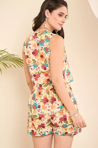 Floral print waistcoat co-ord set