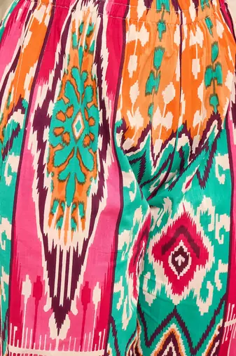Ikat printed aysmmetric bottom co-ord set