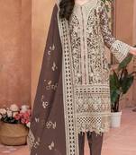 Coffee Embroidered organza salwar suit