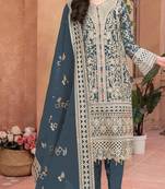 Blue Embroidered organza salwar suit