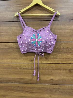 Lavender Real mirror hand work sleeveless blouse 1