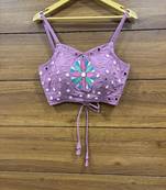 Lavender Real mirror hand work sleeveless blouse