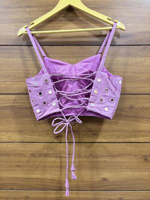 Lavender Real mirror hand work sleeveless blouse 2