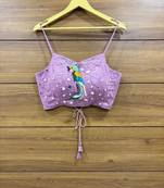 Lavender Real mirror hand work sleeveless blouse