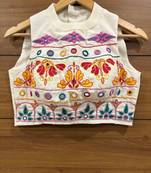 Offwhite Thread hand work and real mirror hand work sleeveless blouse