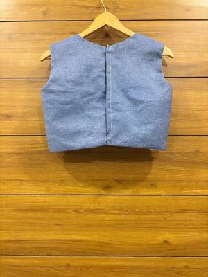 Denim Oxdized Patch work Sleeveless blouse 2