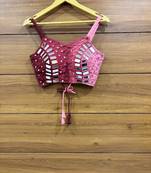 Wine Red Real mirror Hand Work Sleeveless Blouse