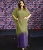 Green georgette plain kaftan