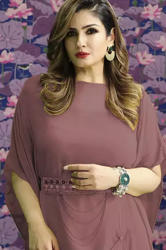 Wine georgette plain kaftan
