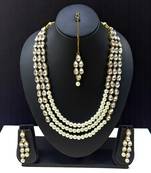 Silver heavy necklace set with maangtika