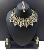 Silver  heavy necklace set with maangtika