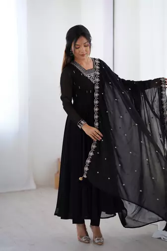 Timeless Black Beauty     Ethnic Anarkali Dress for Special Occasions