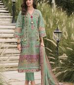 fern green embroidered cotton kurta sets