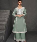 shamrock green embroidered chanderi kurta sets