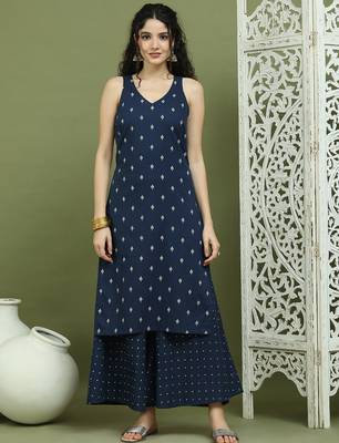 Printed cotton kurta palazzo set 1