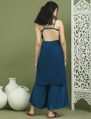 Chic backless designer kurta with palazzo 2