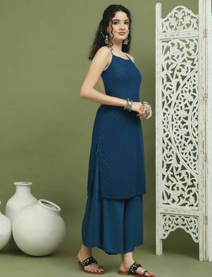 Chic backless designer kurta with palazzo 3