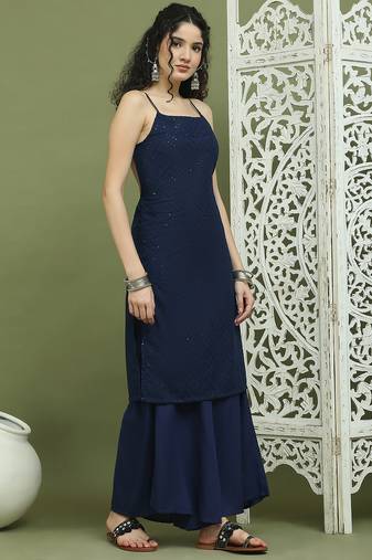 Chic backless designer kurta with palazzo