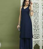 Embroidered rayon kurta with palazzos