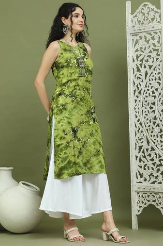 Printed rayon kurta palazzo set