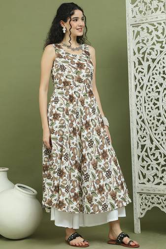 Foil printed flared kurta pallazos set