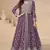 Dark purple chinon with sequence embroidery semi stitched anarkali suit