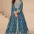 Teal chinon with sequence embroidery semi stitched anarkali suit