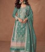 Pista silk embroidered semi stitched salwar suit