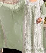 Pista fox georgette embroidered semi stitched salwar suit