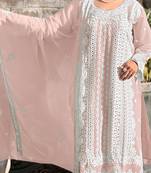Baby pink fox georgette embroidered semi stitched salwar suit