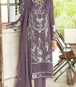 Lavender fox georgette embroidered semi stitched salwar suit
