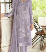 Purple fox georgette embroidered semi stitched salwar suit