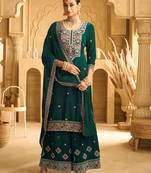 Green embroidered velvet pakistani salwar suit