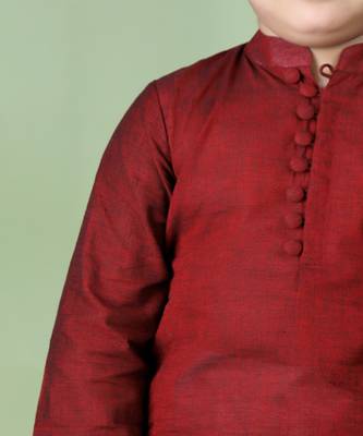 Maroon cotton woven boys kurta pyjama 2