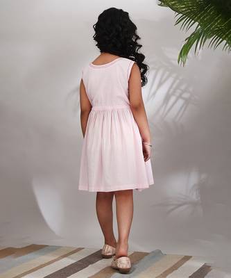 Blush cotton woven Sleeveless dress for girls 4