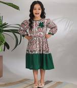 White cotton woven dress for girls