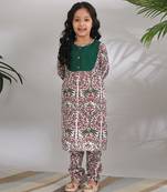 Multicolor cotton woven girls Kurta set