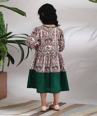 White cotton woven dress for girls 4