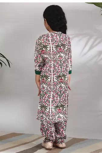 Multicolor cotton woven girls Kurta set