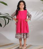 Pink cotton woven girls dress